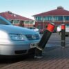 flexible bollards being hit by a car