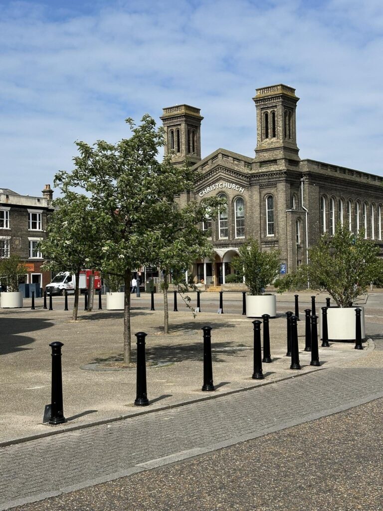 Static bollards outside of St George's Threatre in Great Yarmouth by Rhino Security