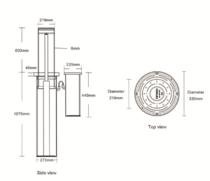 echo rise automatic battery bollard dimensions