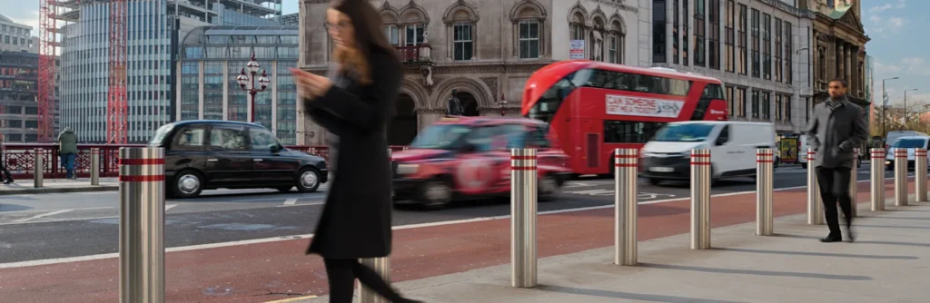Bollards on busy London street