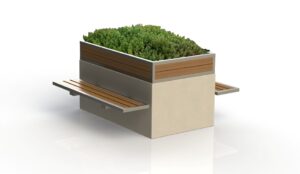 Close up of planter bench bollards