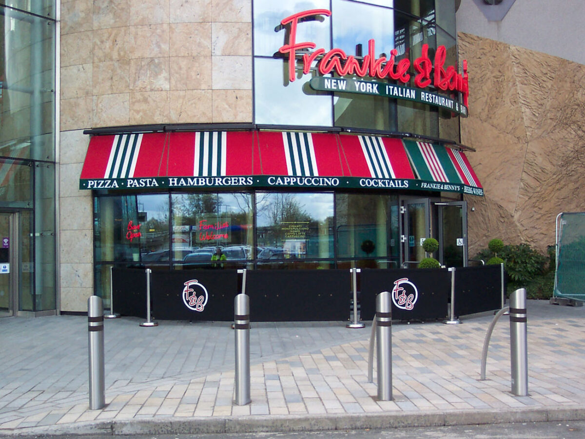 Bollards infront of restaurant