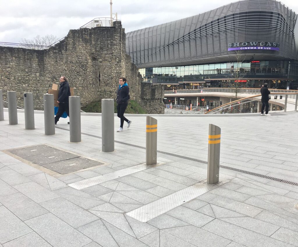 Bollards outside shopping mall