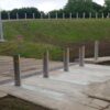 Row of slimline rising bollards