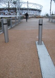 Rising bollard outside