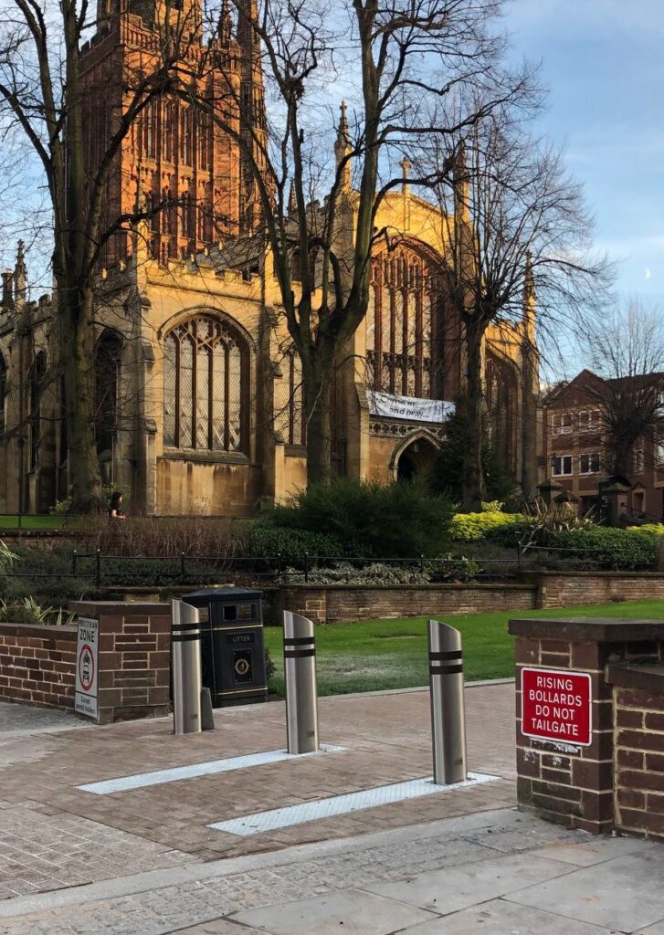 Bollards outside church