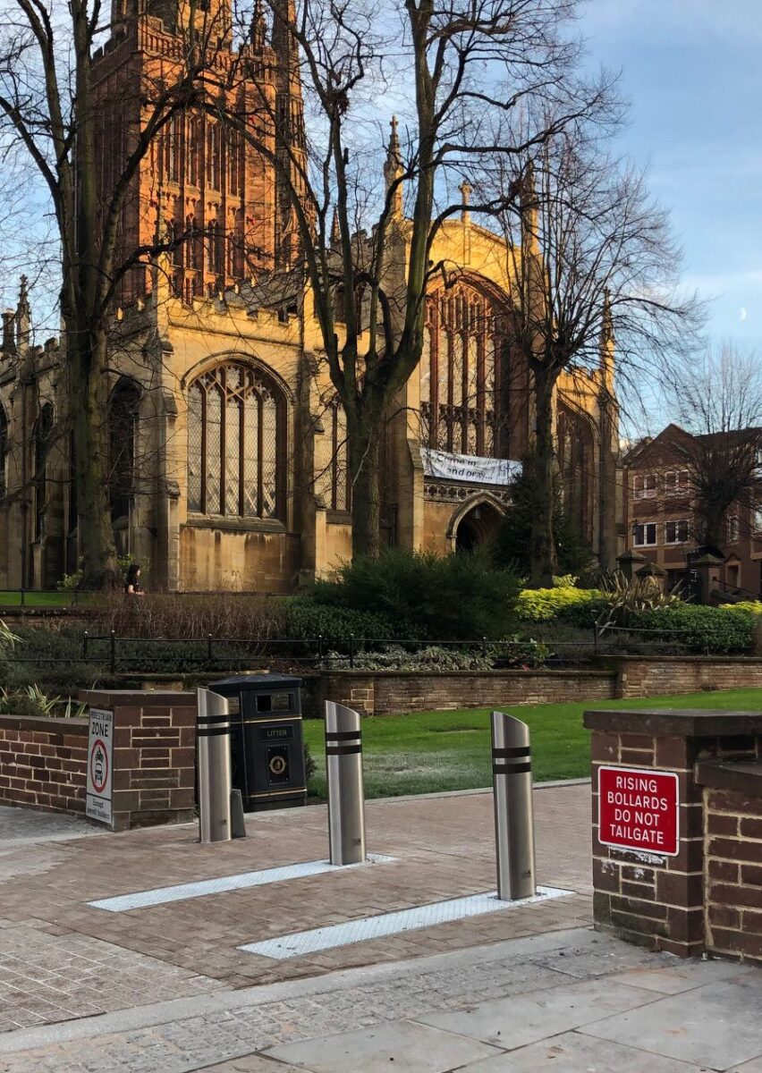 Bollards outside church