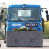 Lorry behind planter bollard