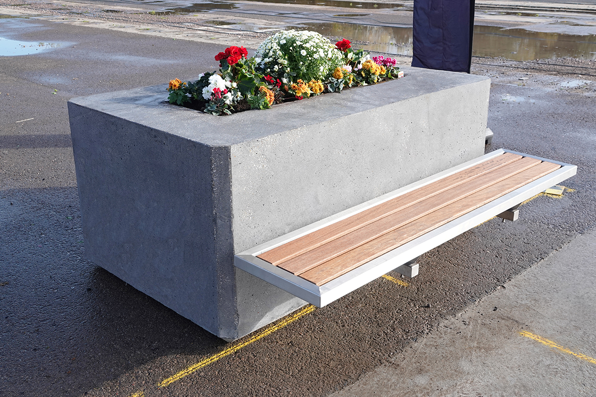 Planter bench bollard