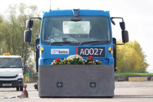 Lorry behind planter bollard