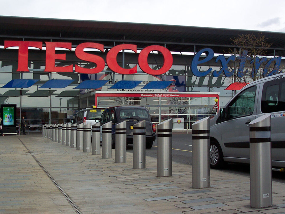 Bollards in front of Tescos