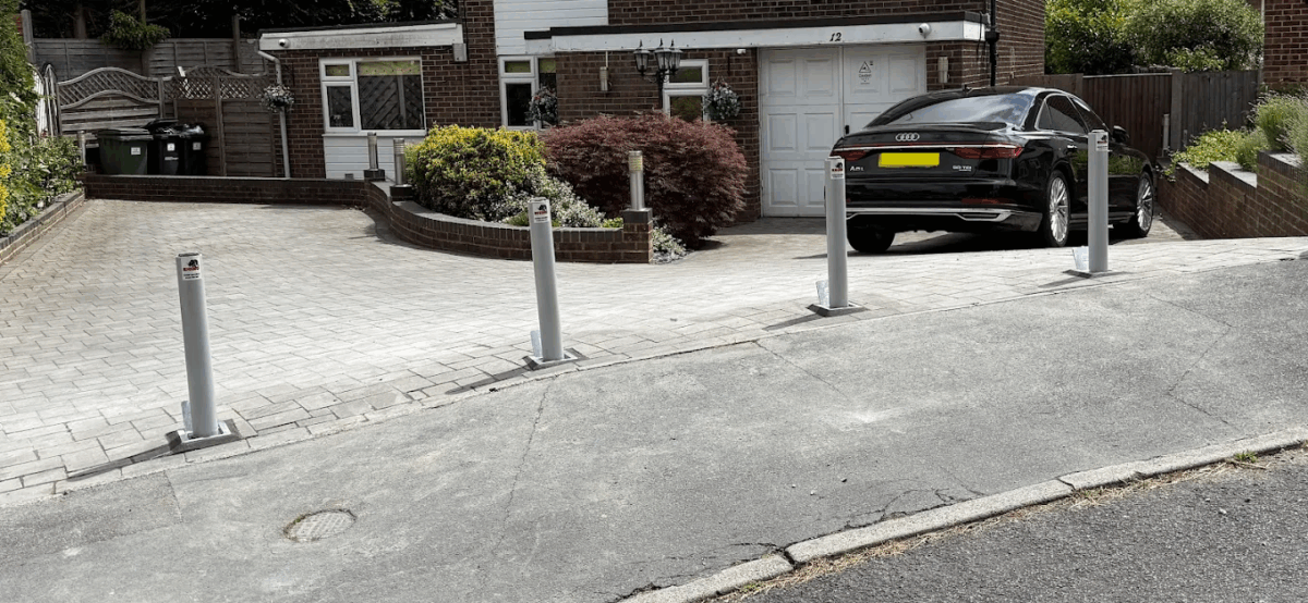 Bollards on residential driveway